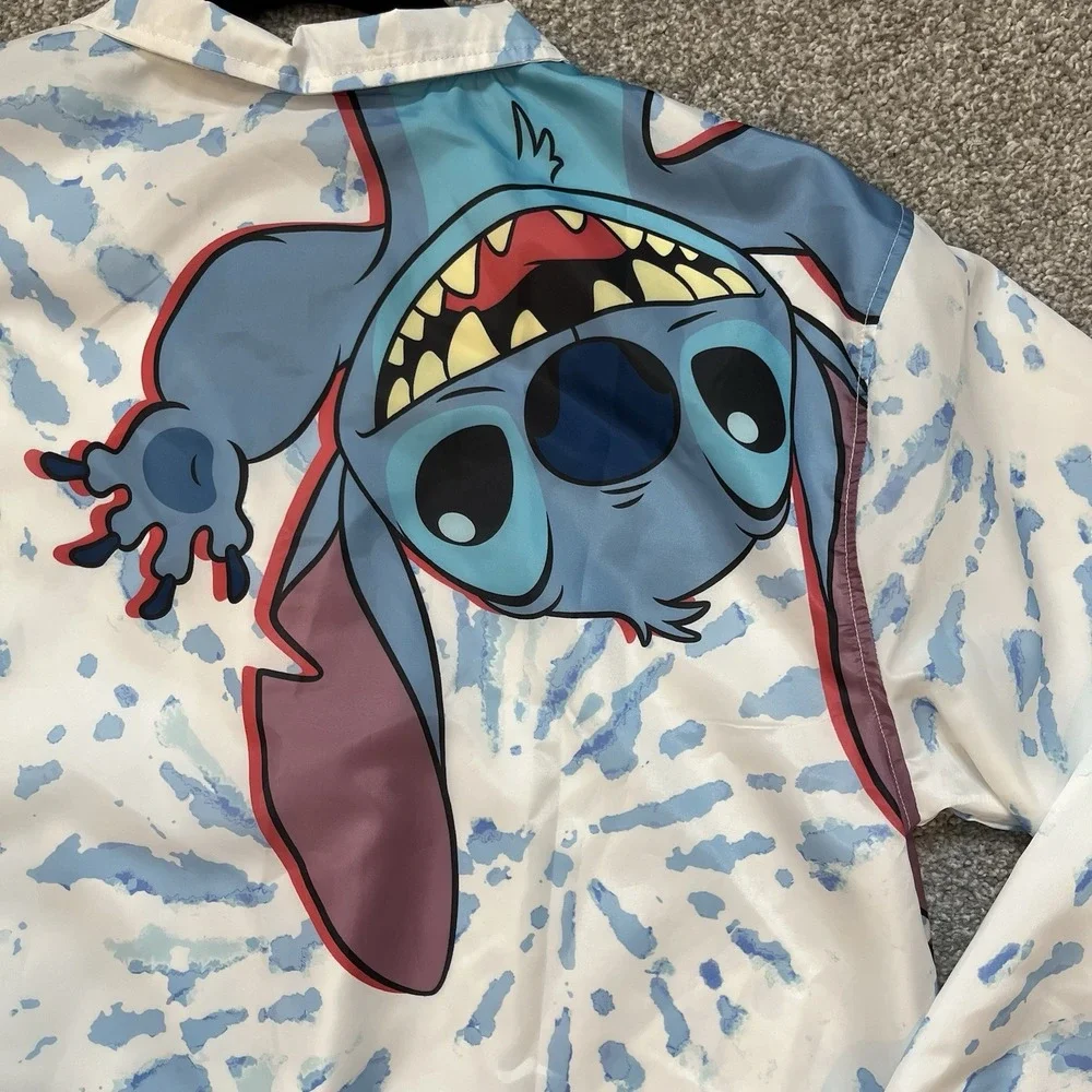 Disney Stitch Women's XL Windbreaker Jacket Lilo & Stitch Cropped Oversized